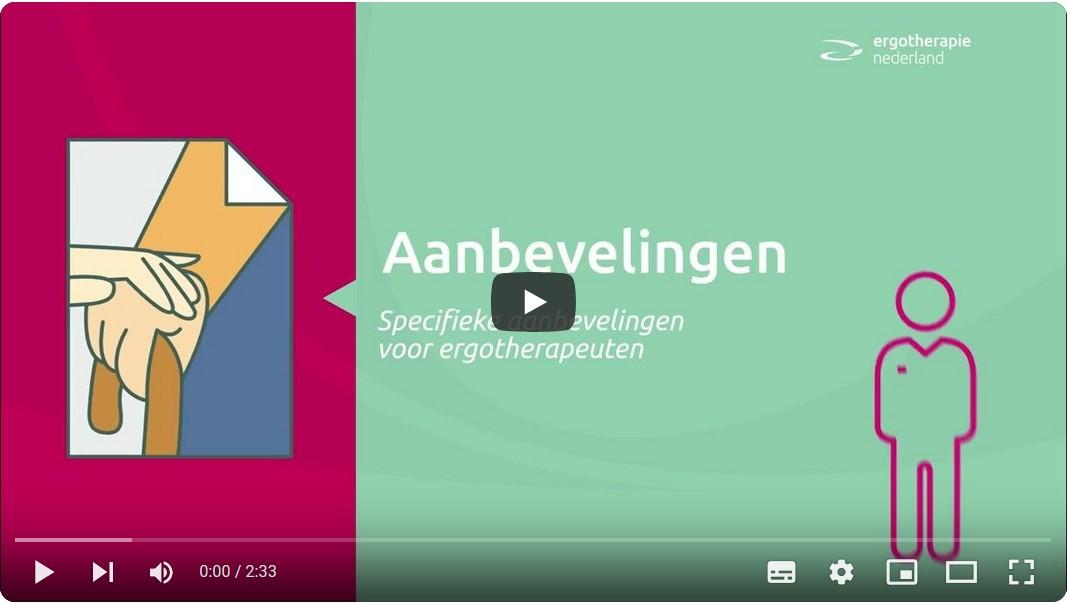Schermprint animatie aanbevelingen ergotherapie richtlijn kwetsbare ouderen