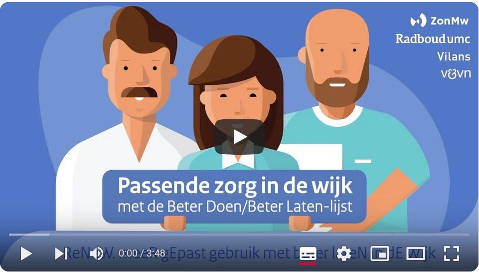 Schermprint video Passende zorg in de wijk met de BLBD-lijst