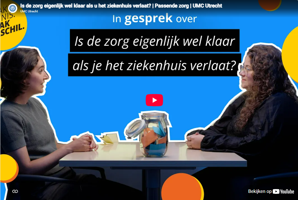 Schermafbeelding video 'Is de zorg eigenlijk wel klaar als je het ziekenhuis verlaat?'